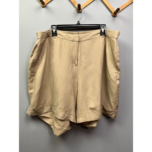 Lane Bryant Casual Short womens plus size 18/20 tan‎ linen cuffed - Picture 1 of 5